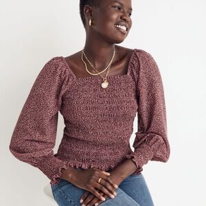 Madewell Lucie Bubble-Sleeve Women's Smocked Top